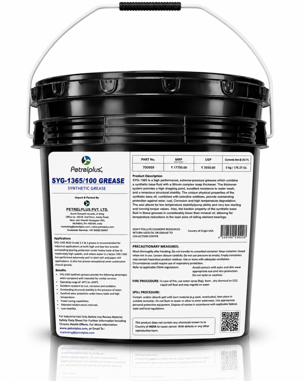 SYG-1365 SYNHETIC GREASE 460 & 1500 (00, 1, 1.5 & 2)